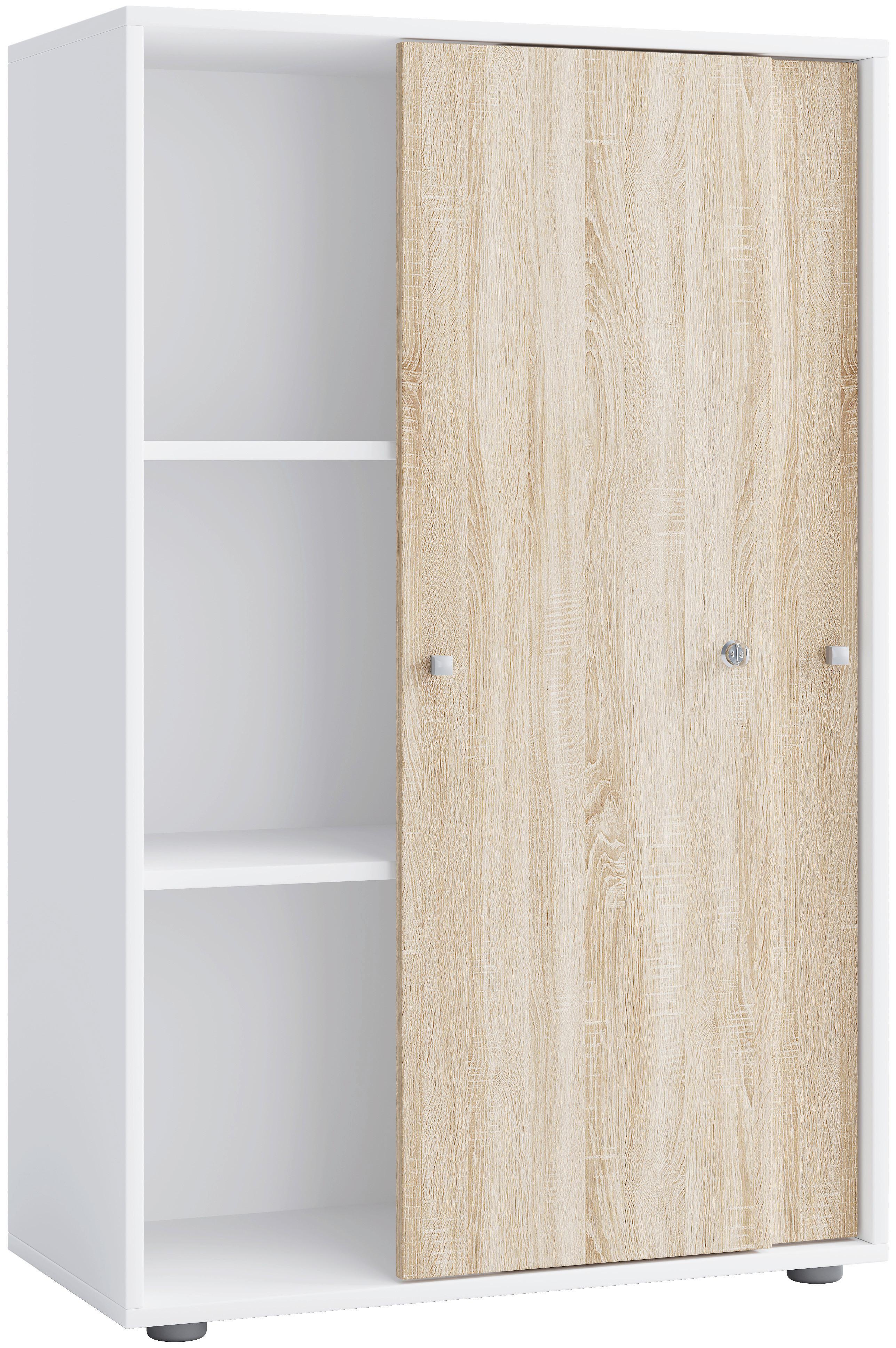 Aktenschrank Lona Weiß, Eiche Dekor B: 70cm