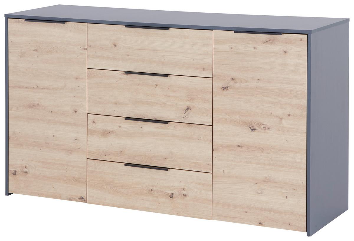 KOMODA ALAN 5, antracitová, dub Artisan - černá/antracitová, Moderní, kompozitní dřevo (161/93,4/50cm) - Luca Bessoni