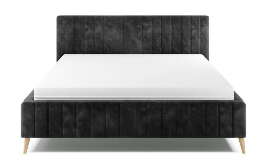 Postel Tamina s roštem a úložným prostorem 180x200cm - tmavě šedá/přírodní barvy, Design, dřevo/textil (180/200cm)