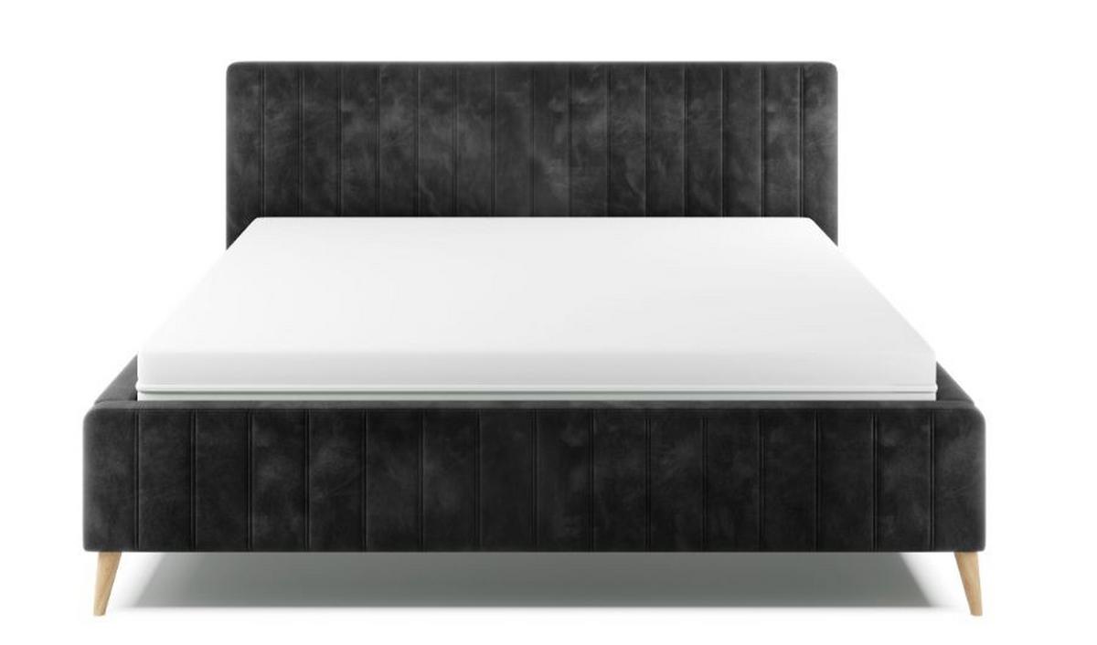 Posteľ Tamina s roštom a úložným priestorom 160x200cm - prírodná farba/tmavosivá, Design, drevo/textil (160/200cm)