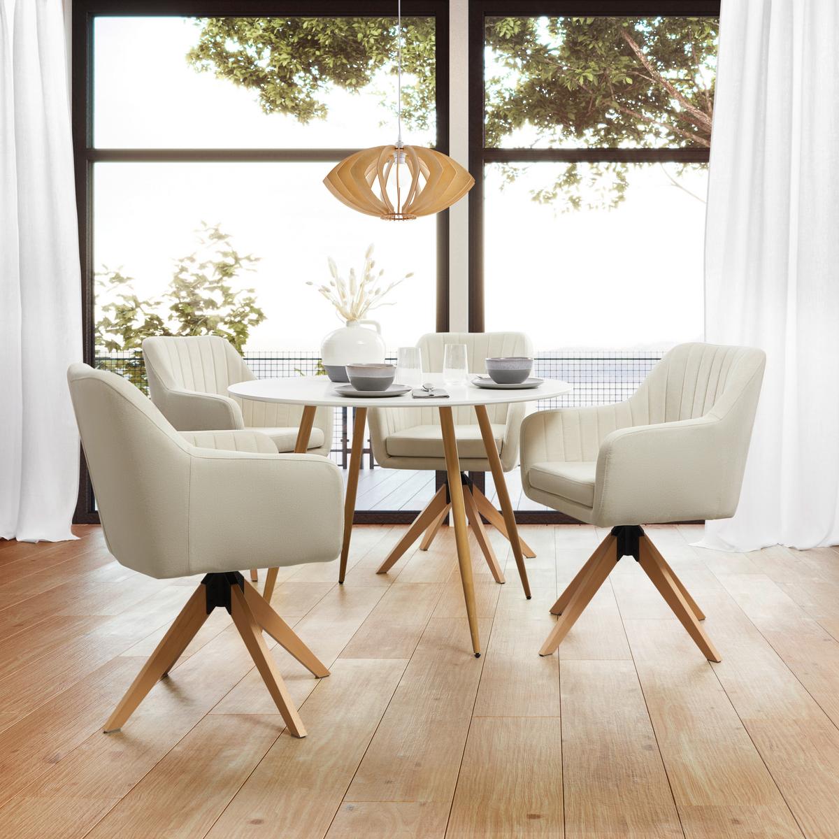 Jídelní stůl John 110x76 cm - bílá/barvy dubu, Moderní, kov/dřevo (110/110/76cm) - Bessagi Home