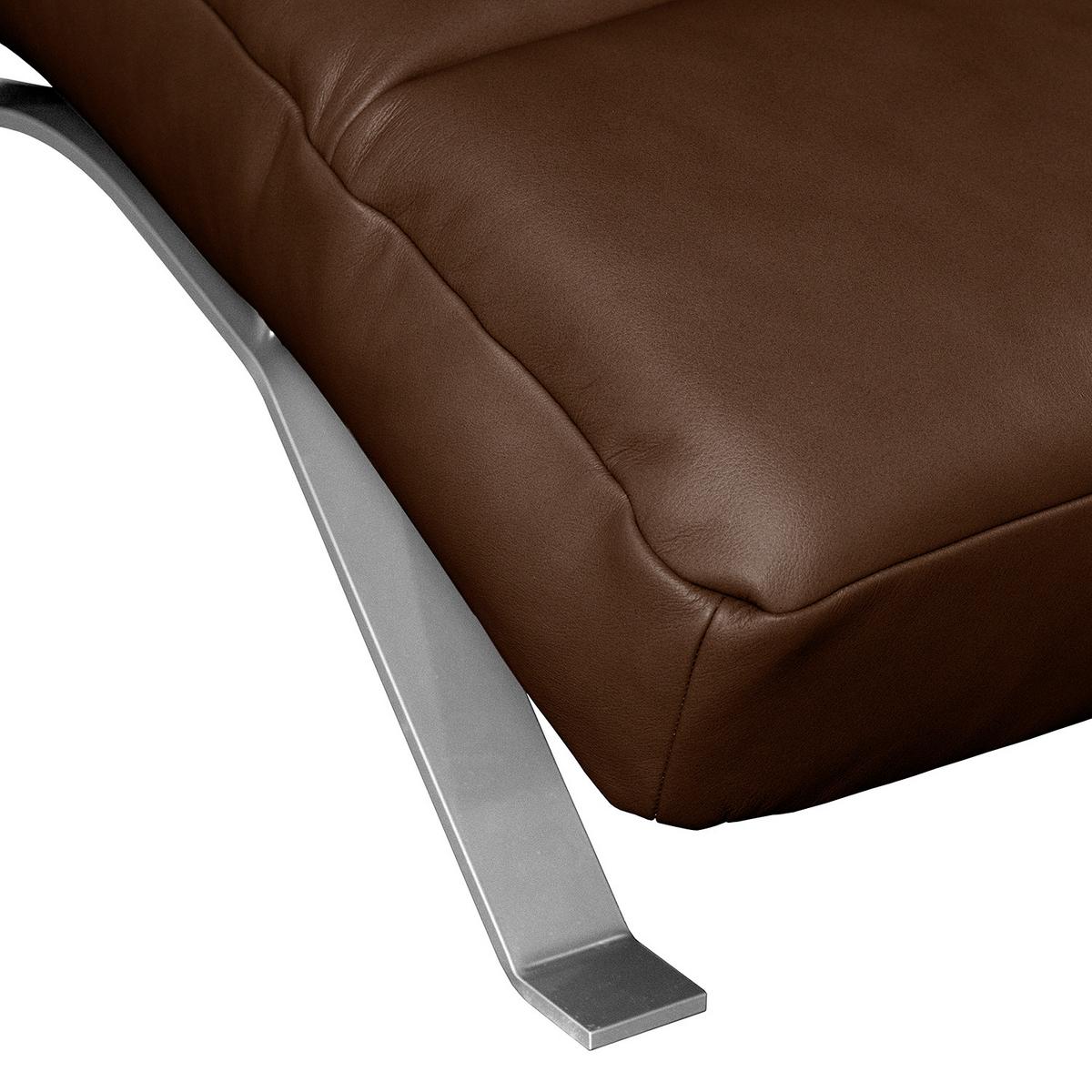 Relaxliege Swing Silver Dunkelbraun B: 65 cm - Dunkelbraun/Silberfarben, Design, Leder (65/65-95/171cm) - Livetastic