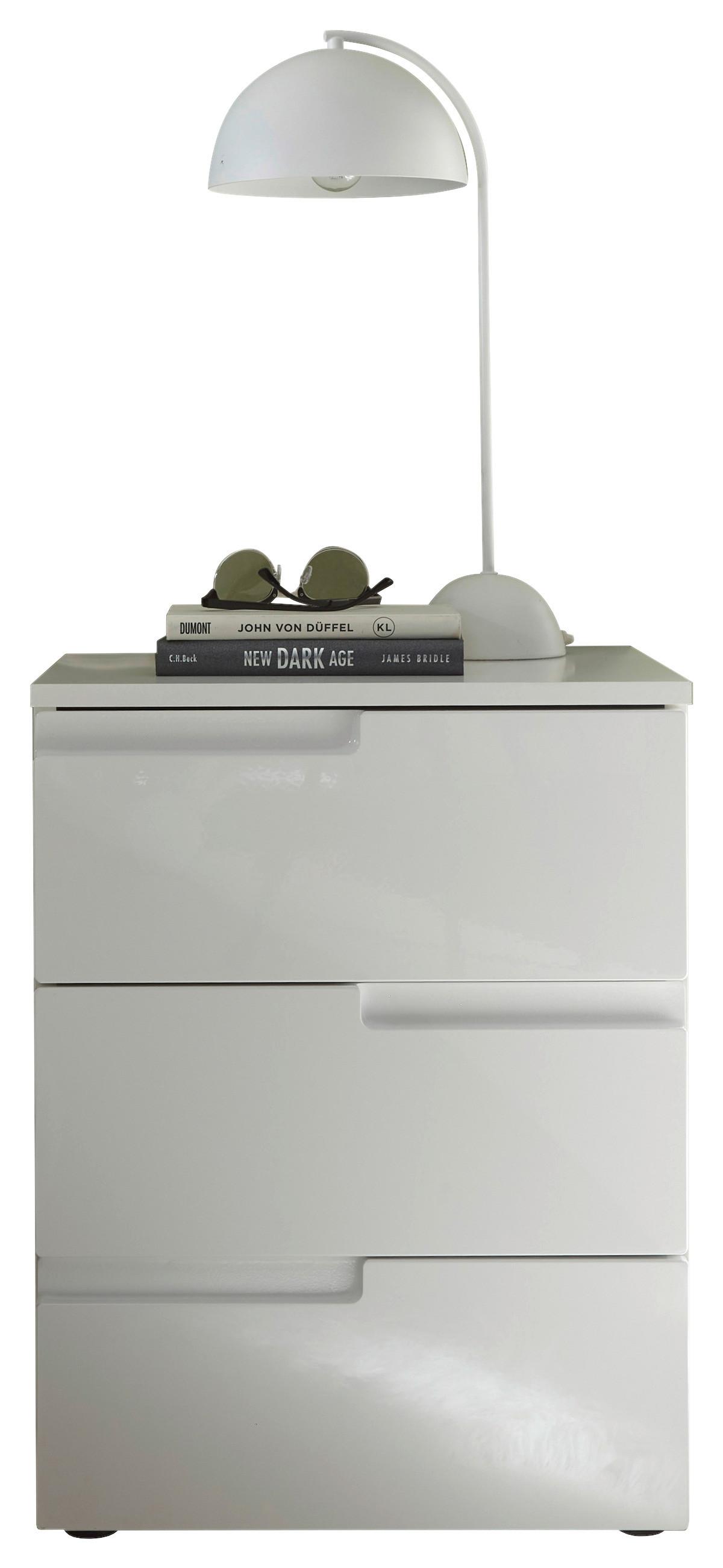 Nachtkästchen Weiß H: 60,9 Cm, Spice 3 - Weiß Hochglanz/Schwarz, MODERN, Holzwerkstoff (46,2/60,9/40cm)