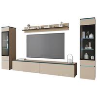 Obývací stěna VERA - šedá/béžová, Design, kompozitní dřevo/plast (240/130/33cm) - Livetastic