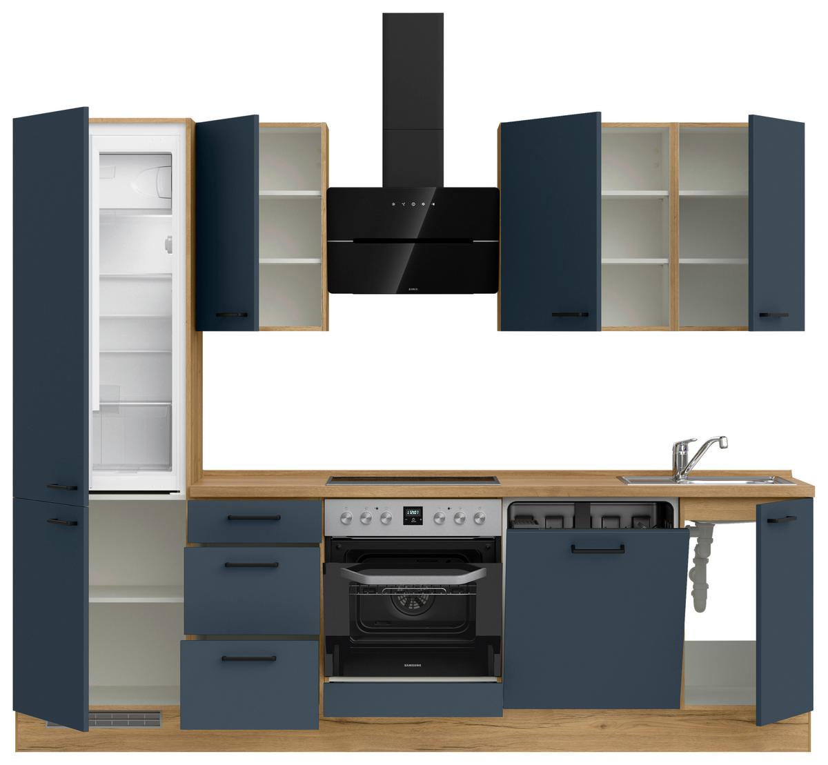 Küchenleerblock Easytouch High-Line, H6 Links - Blau/Eichefarben, MODERN, Holzwerkstoff (270cm) - Nobilia