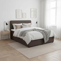 Boxspringová posteľ MARCO 140x200, hnedá - hnedá/čierna, Modern, drevo/textil (140/200cm) - Bessagi Home