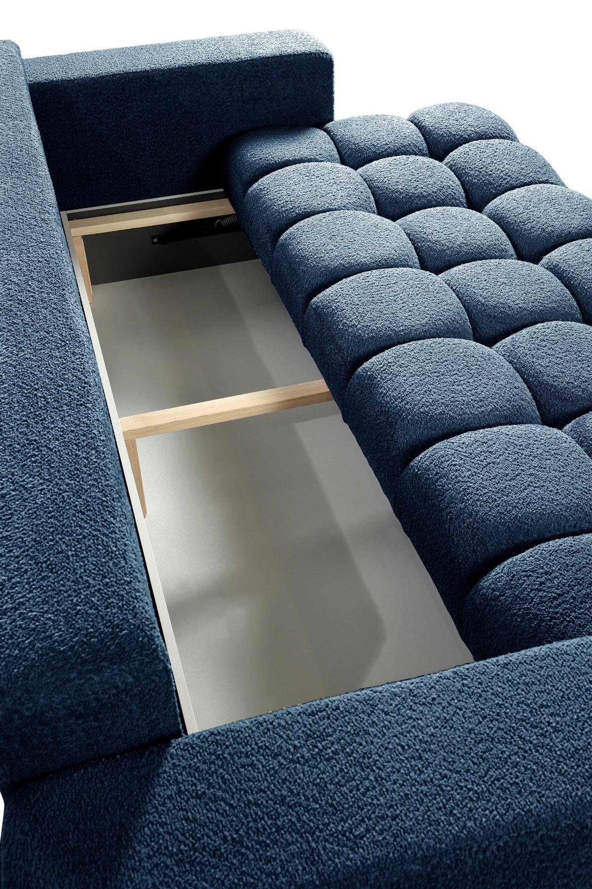 Schlafsofa Cloud Blau B: 250 cm - Blau/Schwarz, Basics, Textil (250/86/140cm) - Livetastic