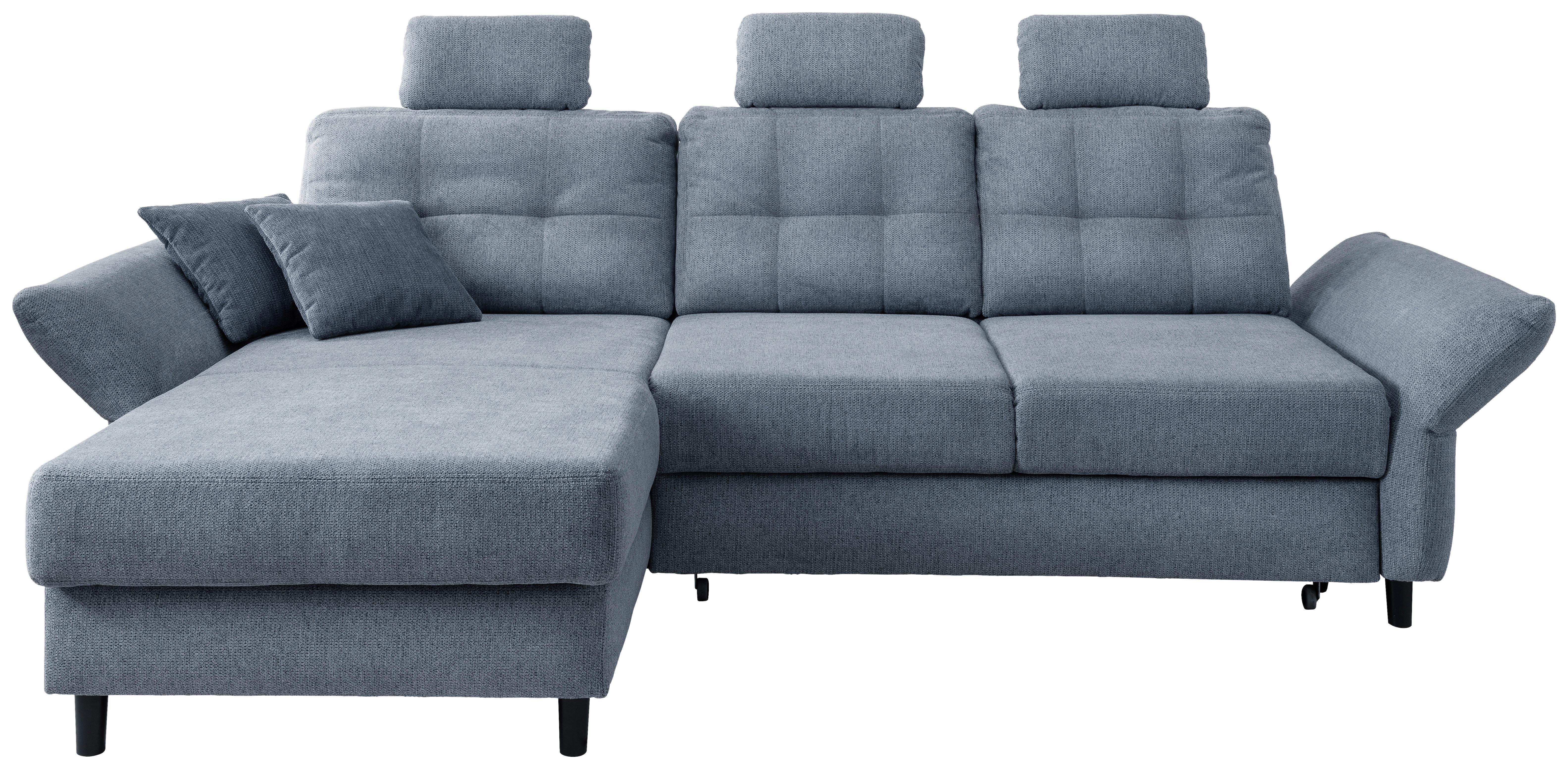 Ecksofa Brizzini Hellblau S: 176/250-280 cm - Blau/Schwarz, MODERN, Holz/Textil (176/250-280cm) - Livetastic