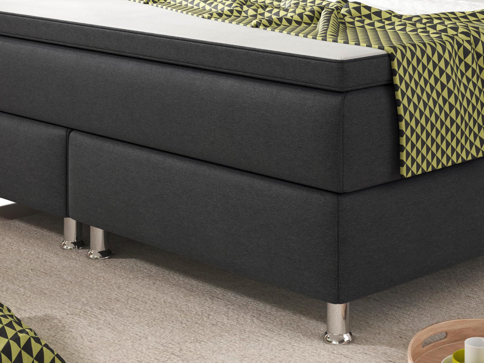 Boxspringbett in anthrazitfarbenem Webstoff