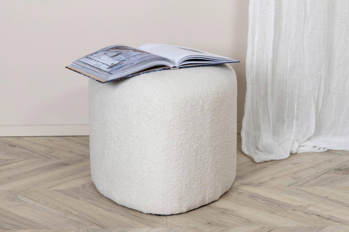 Pouf Peg - Weiß, Design, Textil (46/41/46cm) - Livetastic