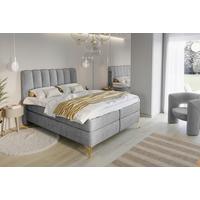 Boxbett Lexi grau, inkl. Topper 140x200 - Goldfarben/Schwarz, Basics, Textil (140/200cm) - Livetastic
