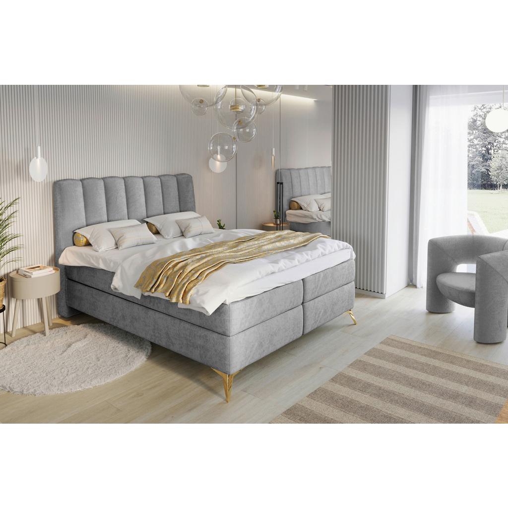 Boxbett Lexi grau, inkl. Topper 180x200