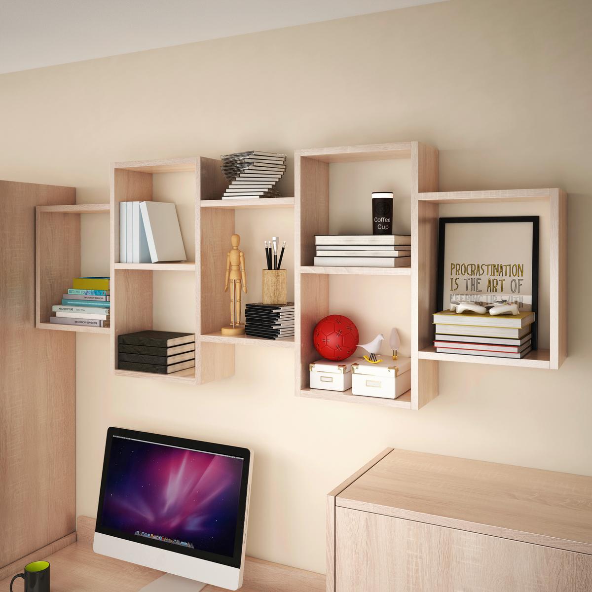 Wandregal Trio Sonoma Eiche Dekor B: 160,8cm - Sonoma Eiche, Basics, Holzwerkstoff (160,8/65/18cm)