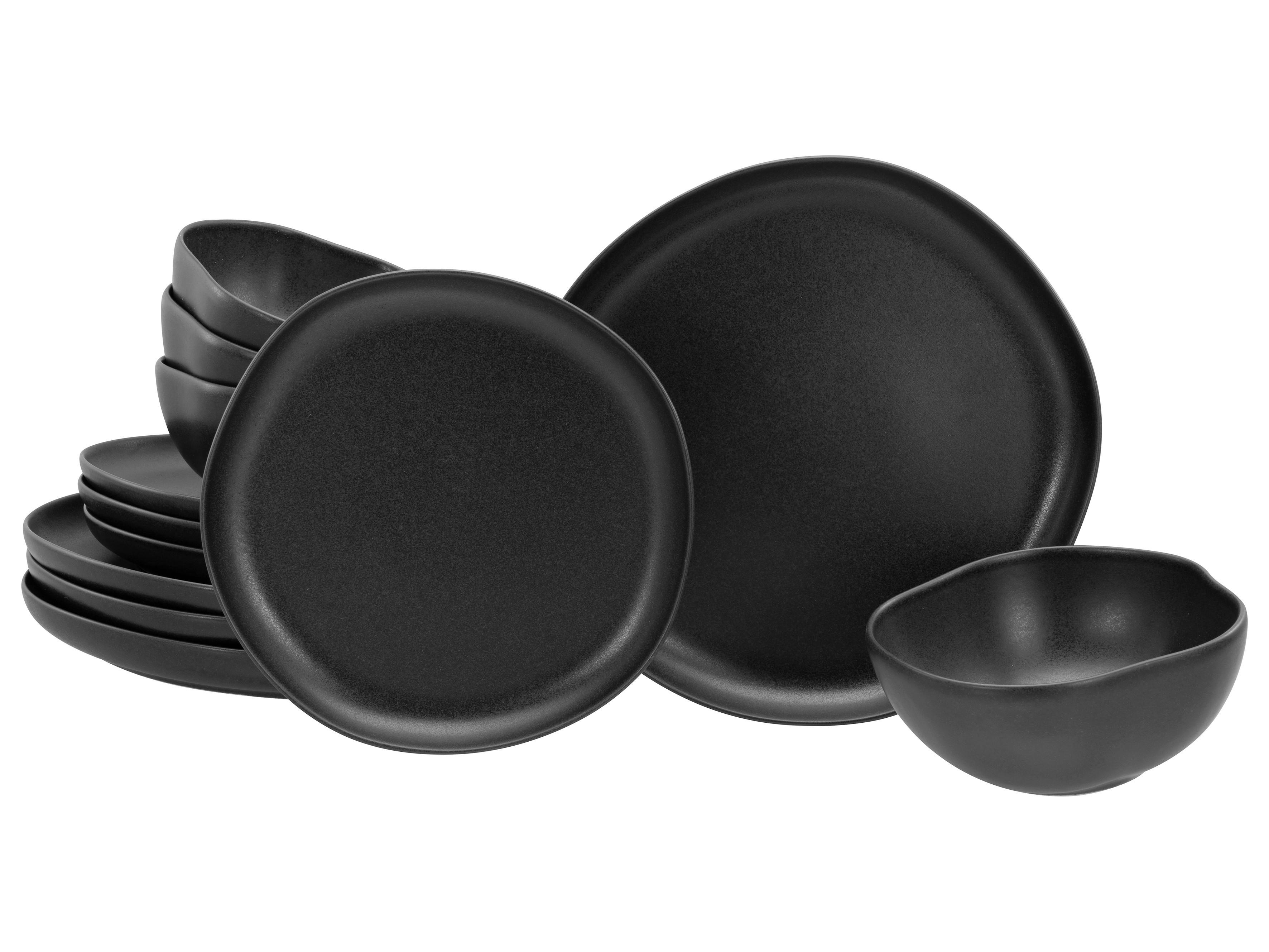 Jídelní souprava 12-dílná - černá, Basics, keramika - Creatable