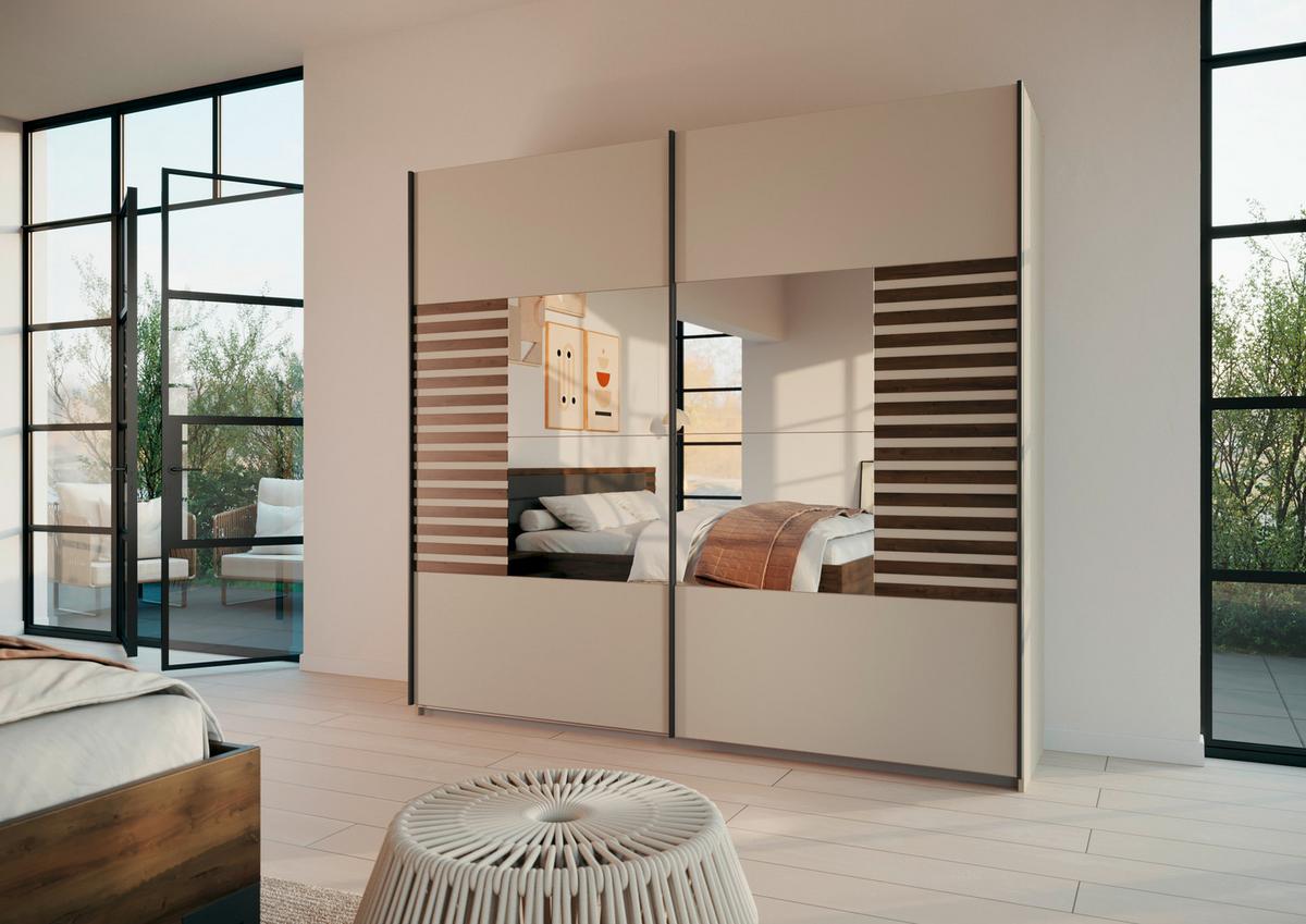 Schwebetürenschrank Barea Champagner Eiche Dekor - Eiche dunkel/Champagner, MODERN, Holzwerkstoff (226/210/62cm) - Rauch Möbel