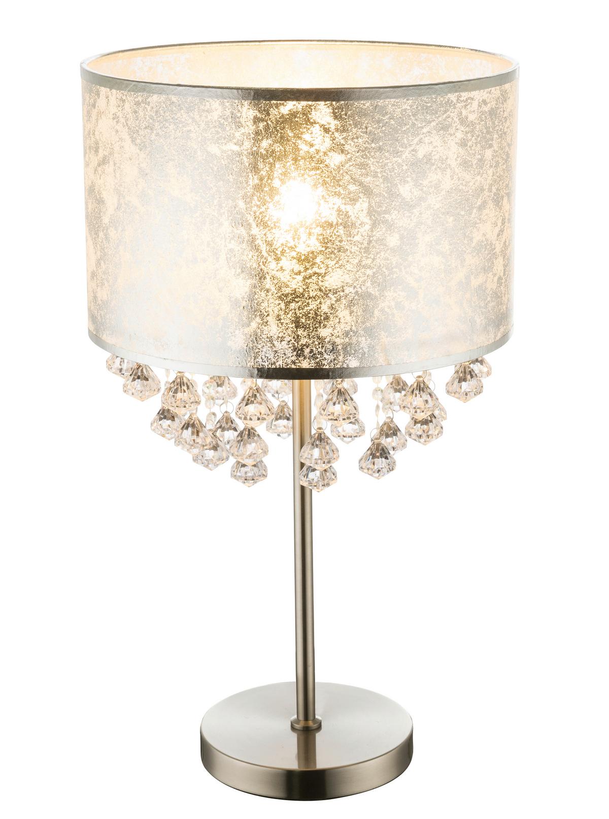 Tischlampe Klar/Silberfarben mit Schalter - Klar/Silberfarben, Design, Kunststoff/Textil (32/56cm) - Globo