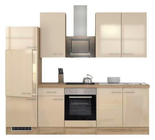 Küchenzeile Nepal M. Geräten 270 Cm Kaschmir/eiche Dekor - Kaschmir/Sonoma Eiche, MODERN, Holzwerkstoff (270cm) - FlexWell