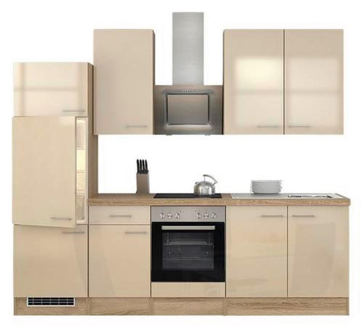 Küchenzeile Nepal M. Geräten 270 Cm Kaschmir/eiche Dekor - Kaschmir/Sonoma Eiche, MODERN, Holzwerkstoff (270cm) - FlexWell