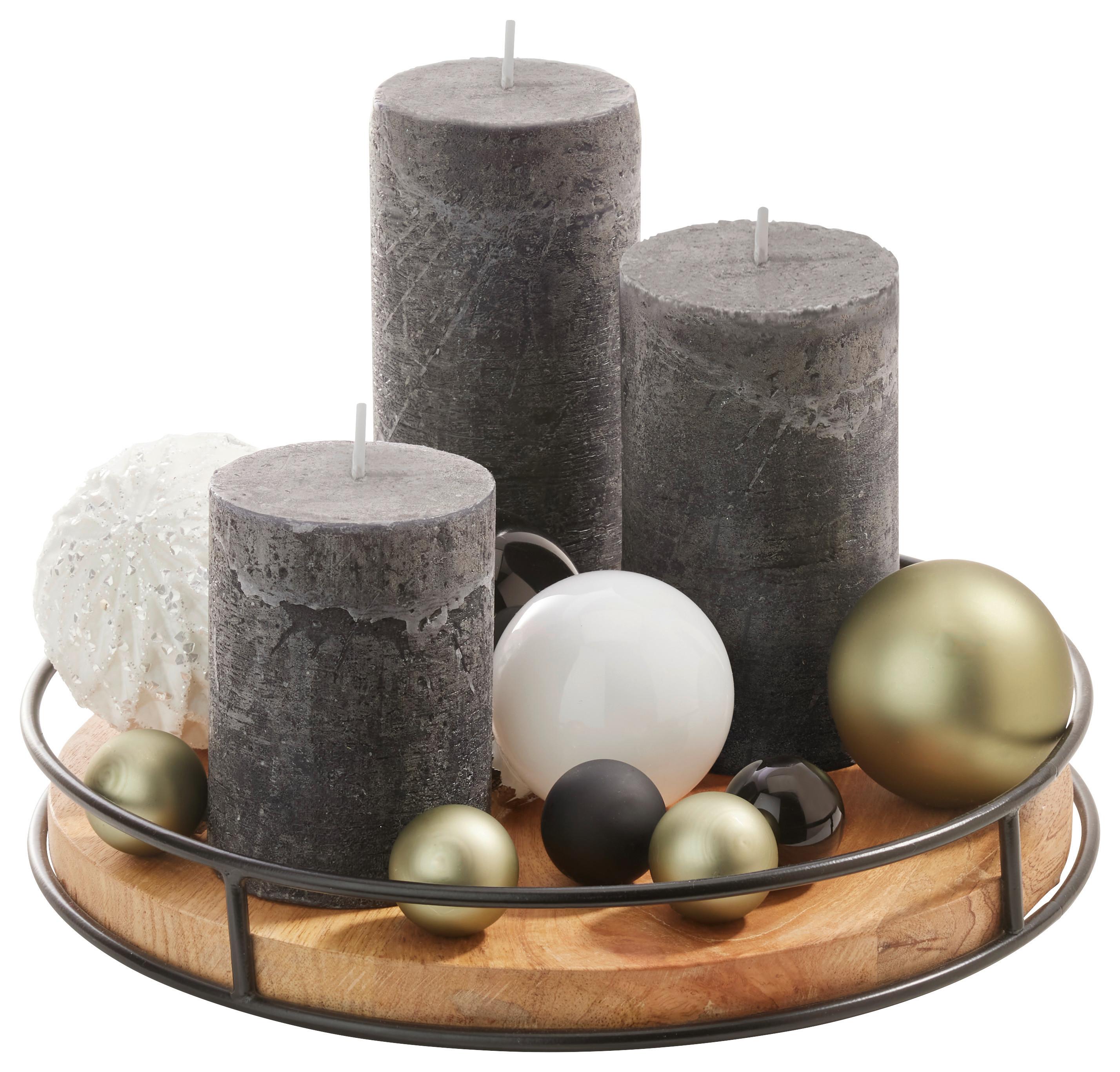 Dekorační podnos Opura - černá/hnědá, Moderní, kov/dřevo (26/4cm) - Premium Living