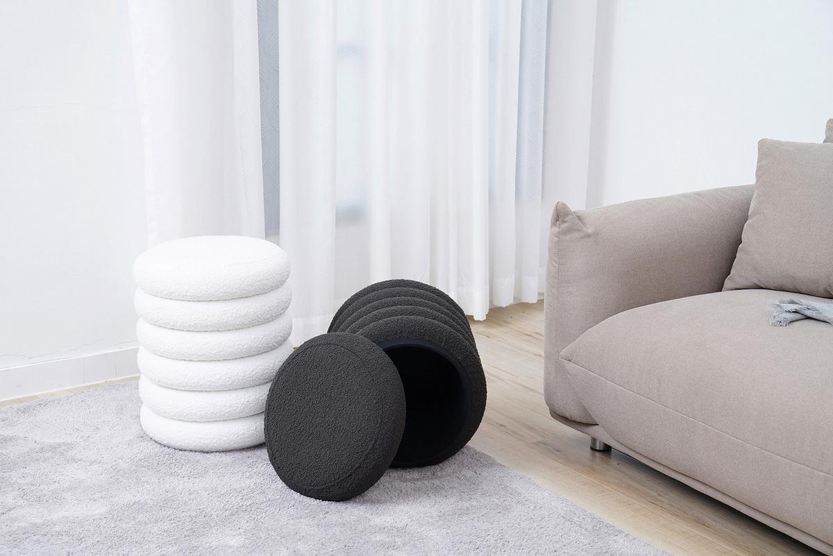 Hocker Weiß B: 38 Cm - Weiß, MODERN, Textil (38/45/38cm) - Livetastic