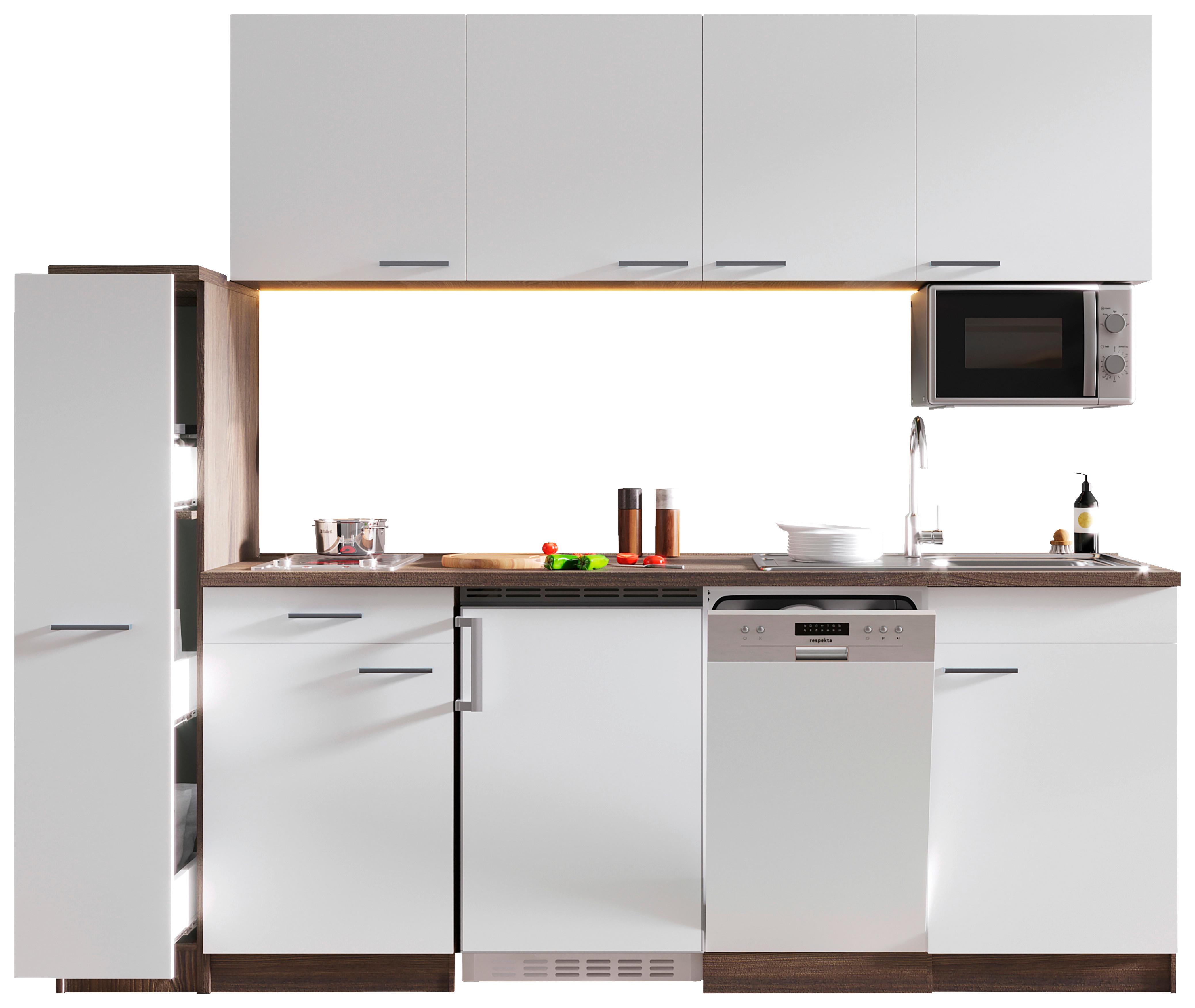 Küchenblock Oliver Singleküche 225 cm - Eichefarben/Weiß, Basics, Holzwerkstoff (225cm) - Respekta