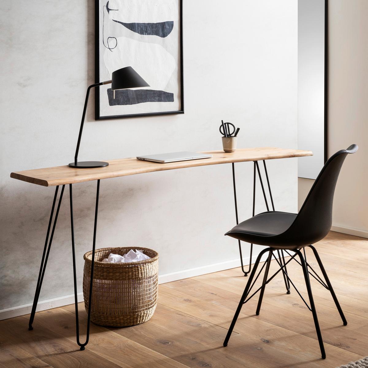 Schreibtisch Akaziefarben L: 150 Cm - Schwarz/Akaziefarben, Design, Holz/Metall (150/36/75cm) - MID.YOU