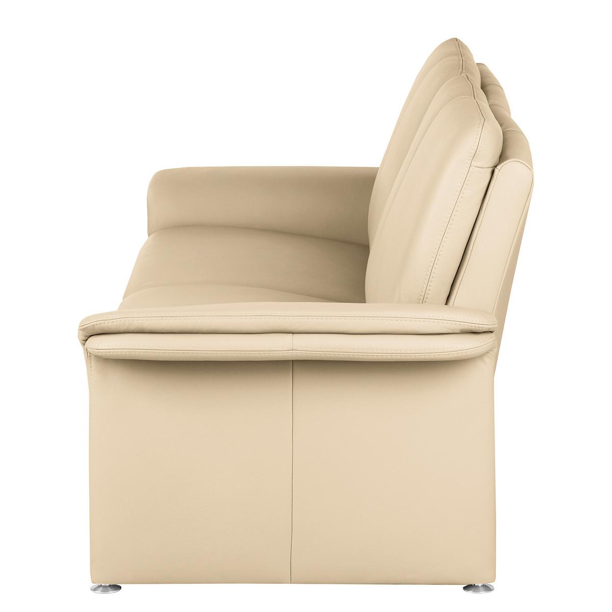 2,5-Sitzer Comodo Echtleder Beige B: 197 cm - Beige/Silberfarben, Design, Leder (197/90/88cm) - Livetastic