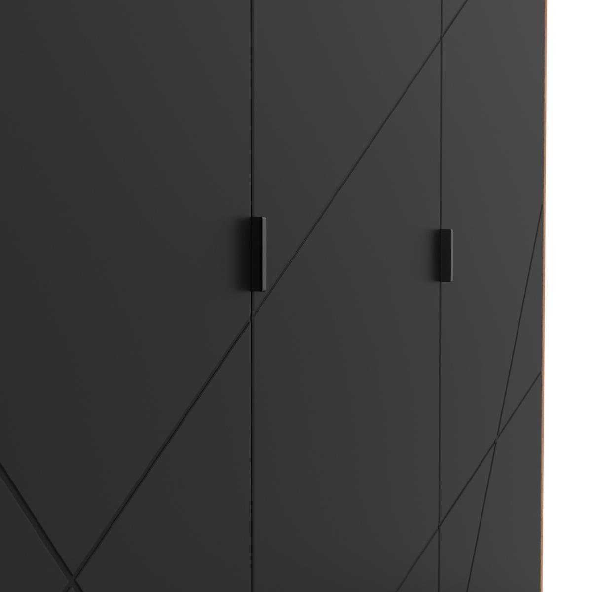 DREHTÜRENSCHRANK FORN - Weiß Hochglanz/Schwarz, MODERN, Holzwerkstoff (180/200,5/56,5cm) - MID.YOU