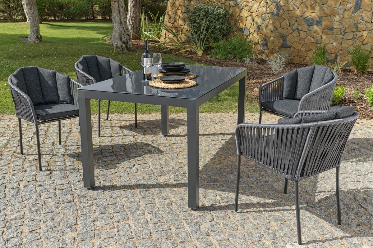 Kerti Karosszék Zoe - fekete/antracit, Modern, műanyag/textil (59/77,5/61cm) - Beldano