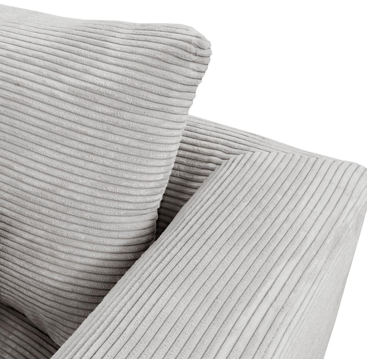 Ecksofa Berlin Cord Hellgrau 172x313 cm - Hellgrau/Schwarz, Design, Textil (172/313cm) - Livetastic