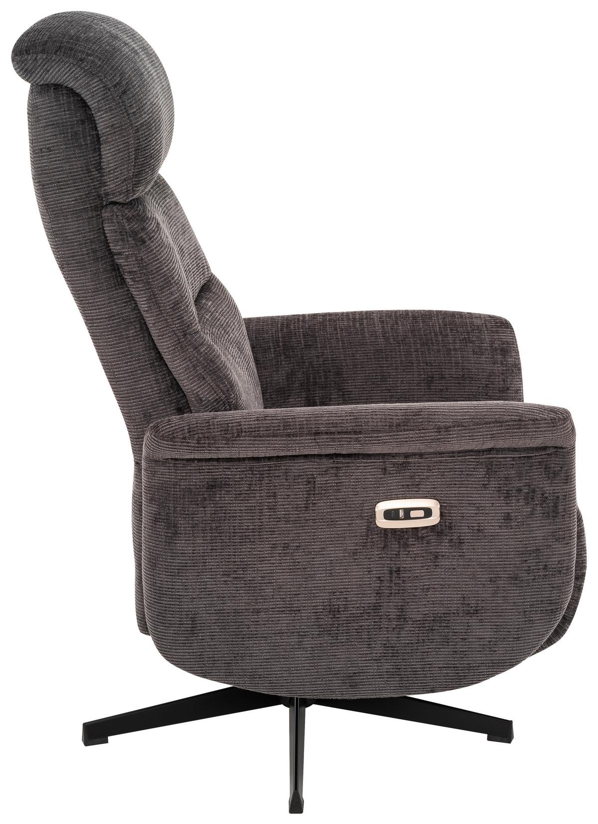 Relaxsessel Manila Chenille Anthrazit, B: 73 Cm - Anthrazit/Schwarz, MODERN, Textil/Metall (73/113/89cm)