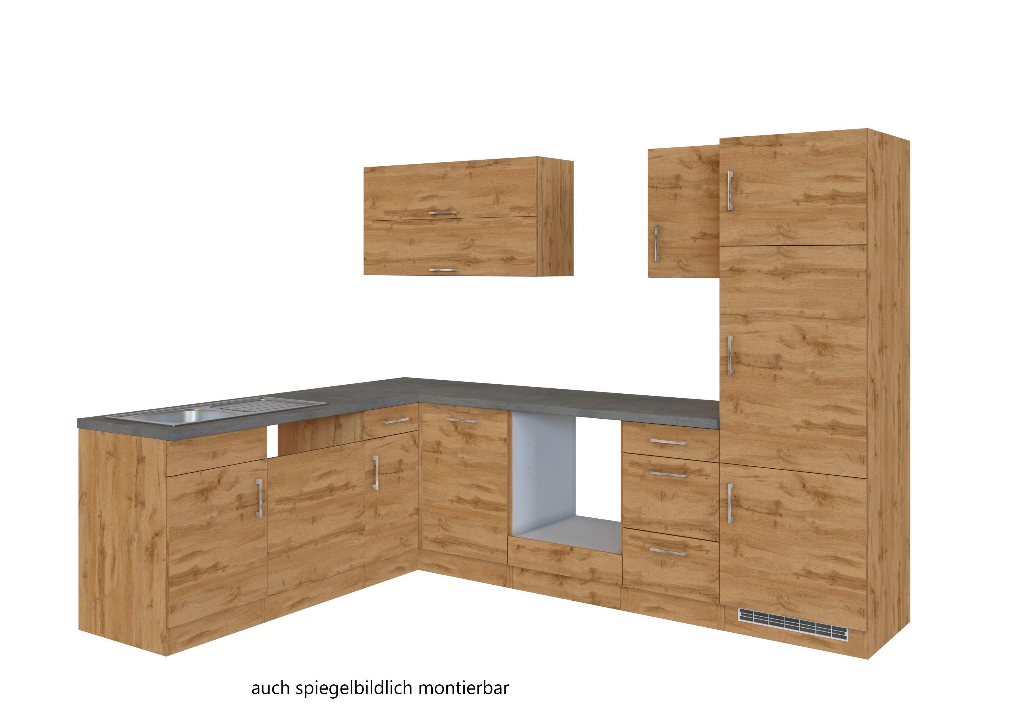 Eckküche Winkelblock B:270/150 cm Eiche - Apfelbaumfarben/Eichefarben, MODERN, Holzwerkstoff (210/270cm) - Held
