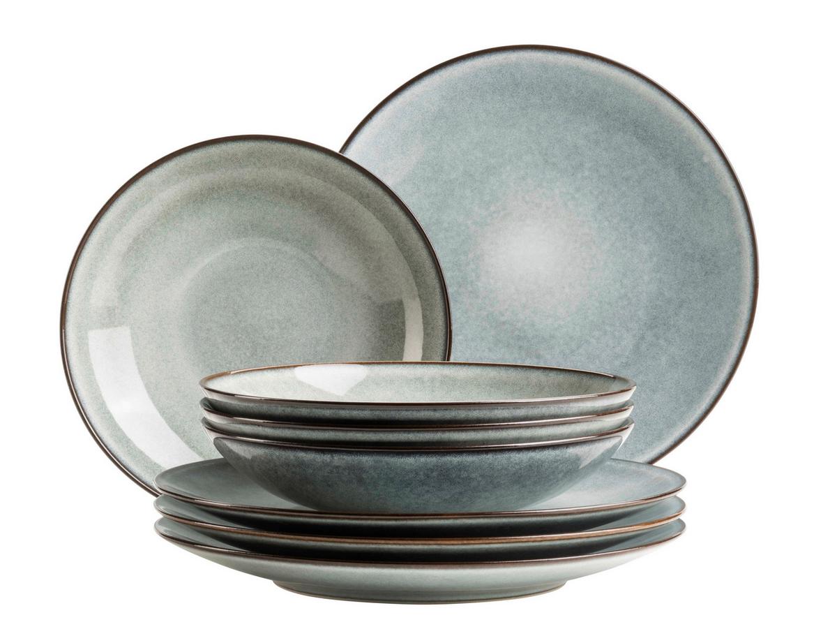 Tafelservice Smoky's 8-Teilig Steinzeug, Grün, 4 Personen - Grün, Basics, Keramik - Mäser