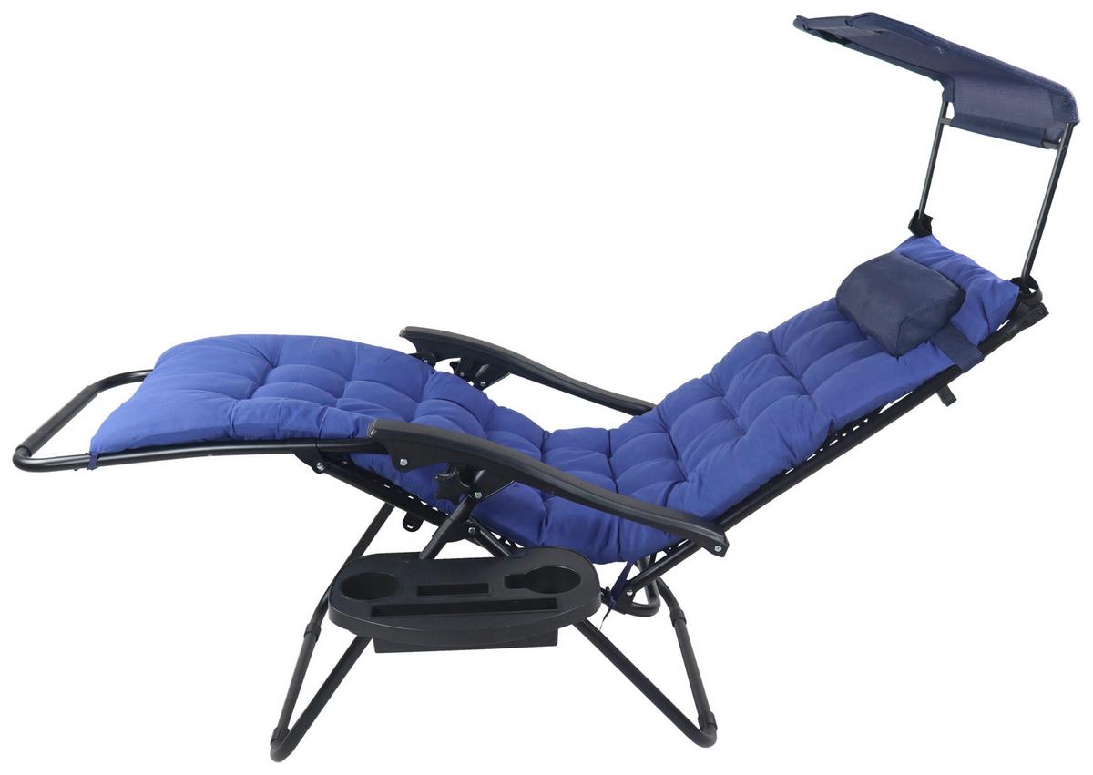 Gartenliege Maltosa Xl Klappbar, Blau - Blau, MODERN, Textil/Metall (51/133/91cm) - Gardenson