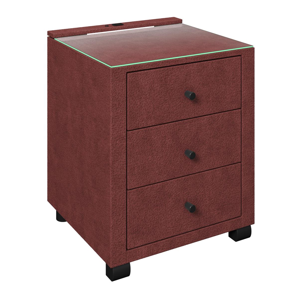 Nachtkästchen Elysia Bordeaux, B: 48cm - Bordeaux, Trend, Glas/Holz (48/68/45,5cm) - Luca Bessoni