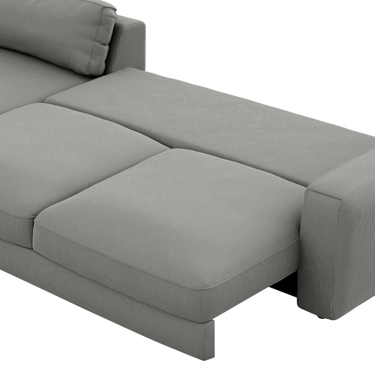 Ecksofa Bourbon, D. Grau S: 176x303 cm - Dunkelgrau/Schwarz, MODERN, Textil (176/303cm) - Trendmanufaktur