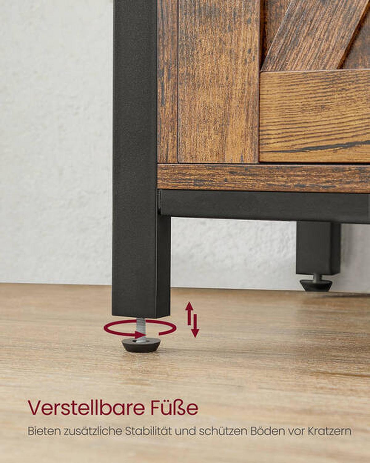 Kommode B: 100 Cm Braun/schwarz - Schwarz/Braun, Trend, Holzwerkstoff/Metall (100/80/33cm) - Boxxx