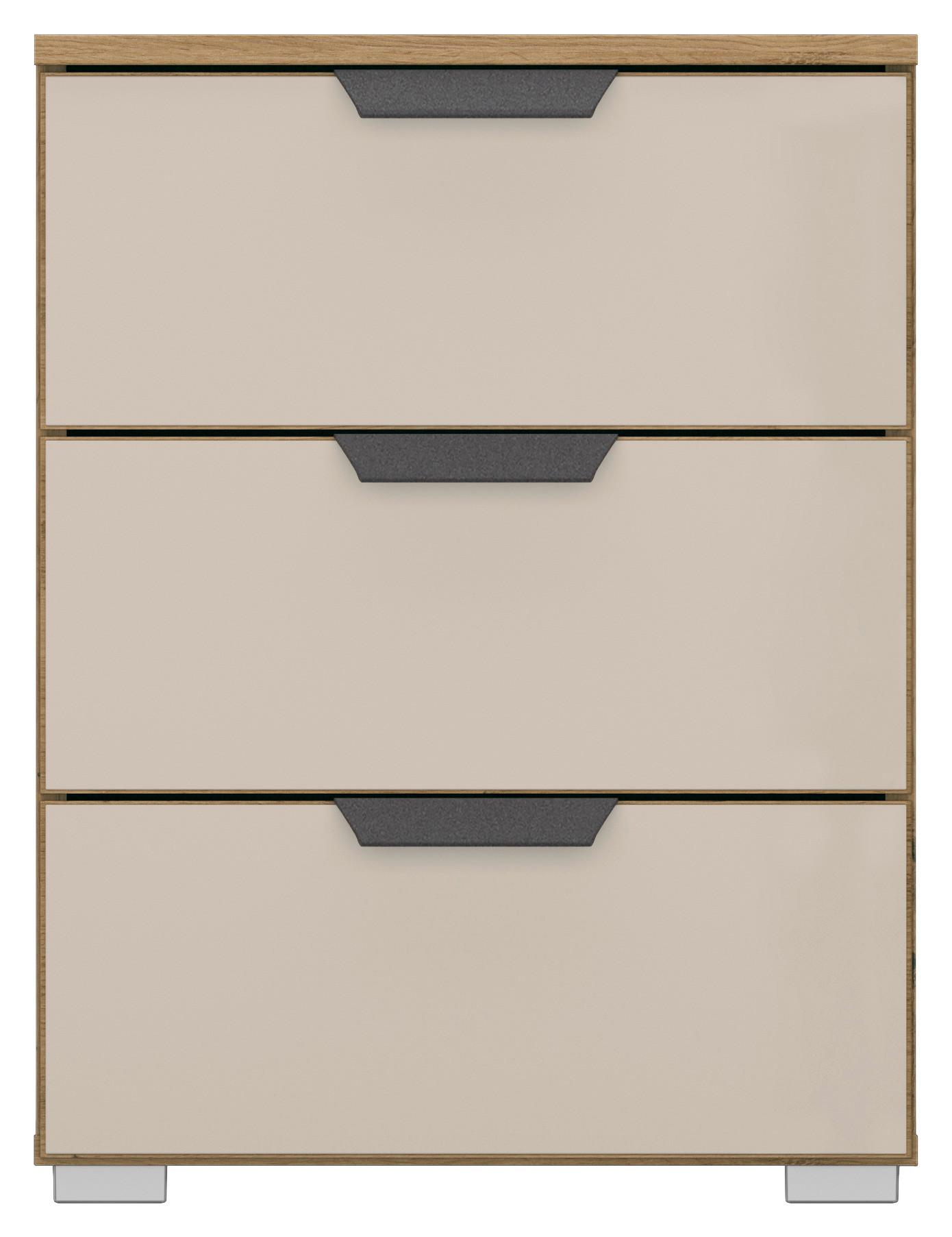 Nachtkästchen Champagner/ Eiche Dekor H: 62 Cn Artemis - Champagner/Alufarben, MODERN, Glas/Holzwerkstoff (47/62/42cm) - Rauch Möbel