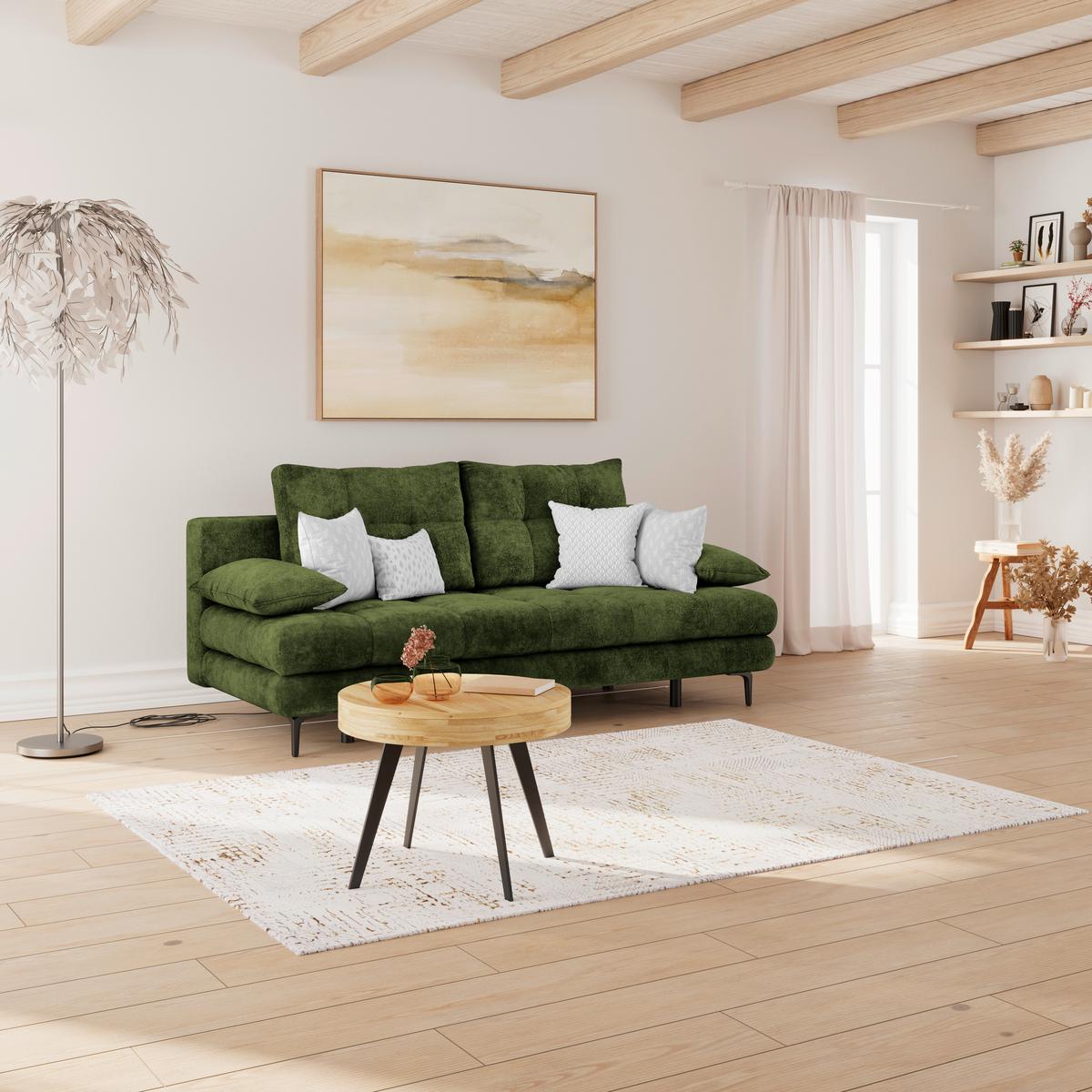 Schlafsofa Perla Olivgrün B: 203 cm - Schwarz/Olivgrün, KONVENTIONELL, Textil (203/94/96cm)