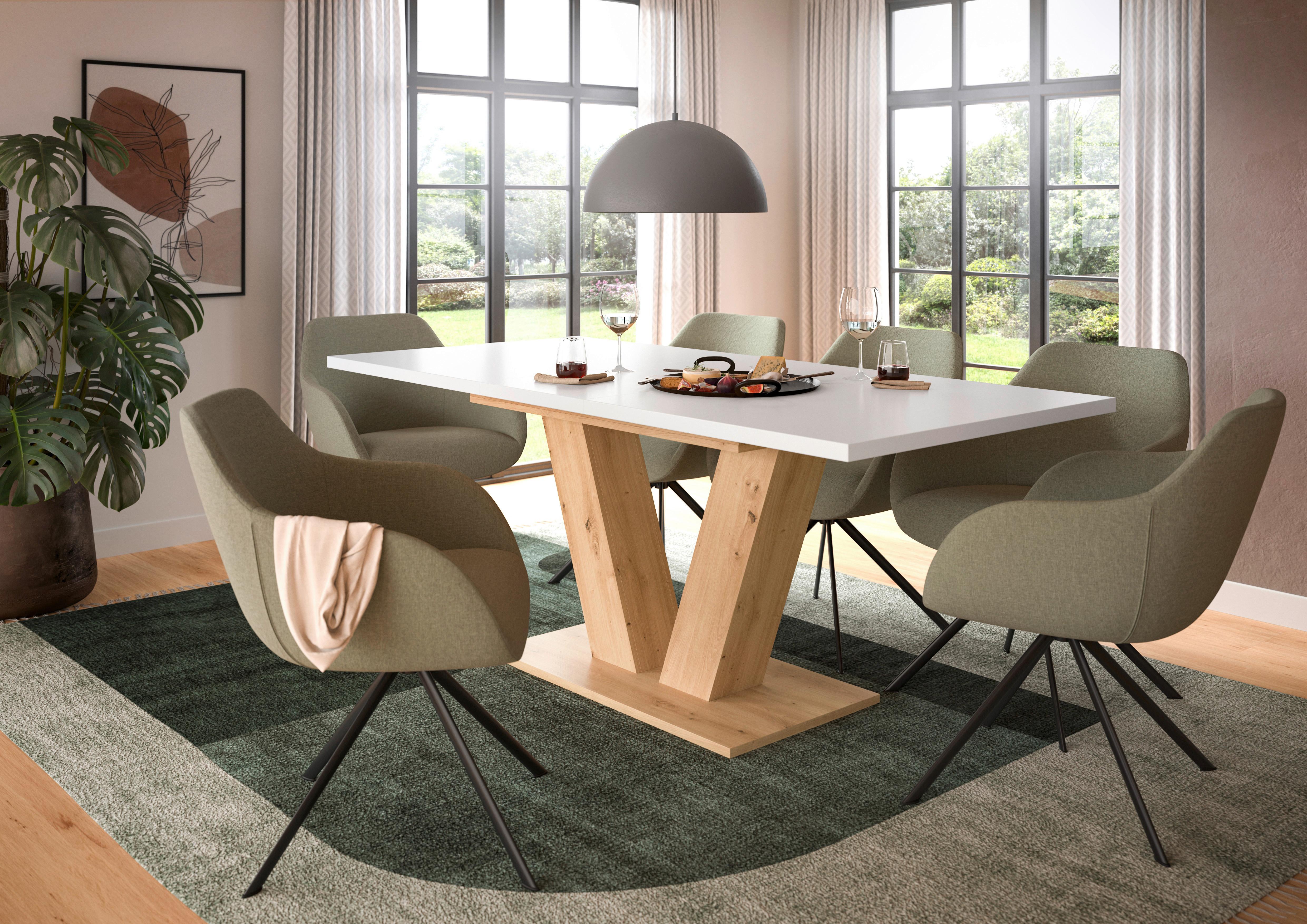 Ausziehtisch Marlon 150 Az Weiß/Artisan, B: 150-190 cm - Eiche Artisan/Weiß, Trend, Holzwerkstoff (150-190/76/90cm)