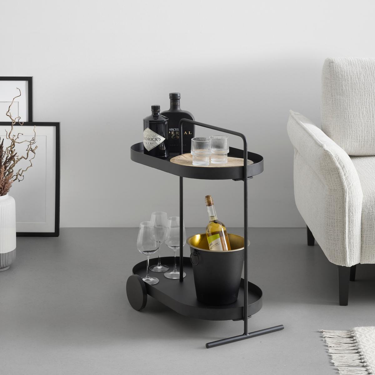 SERVÍROVACÍ VOZÍK FLAVIO -TREND- - černá, Moderní, kov (59/70/37cm) - Mömax