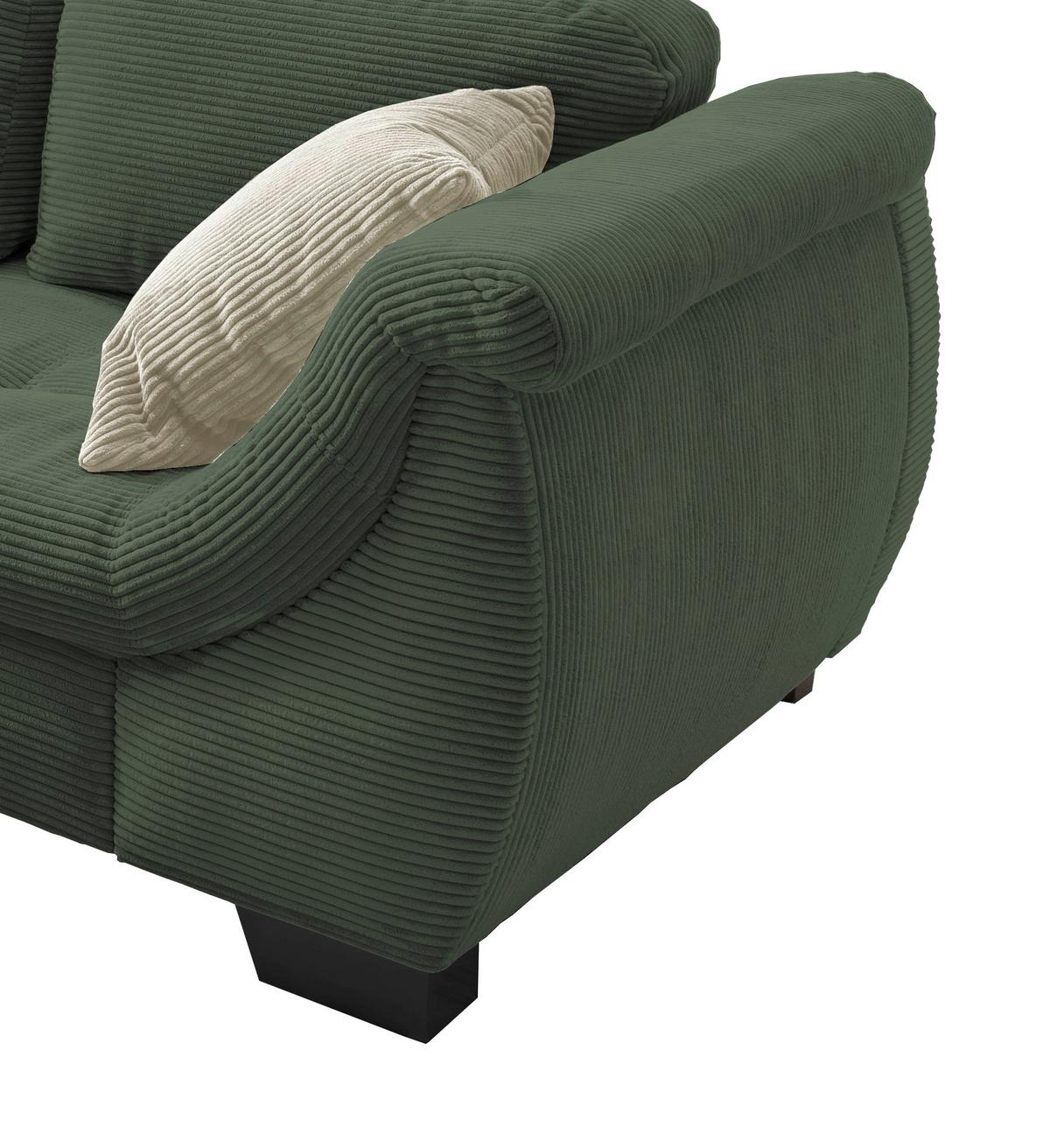 Ecksofa mit Schlaffunktion Flora Grün Cord - Beige/Schwarz, Design, Textil (190/250cm) - MID.YOU
