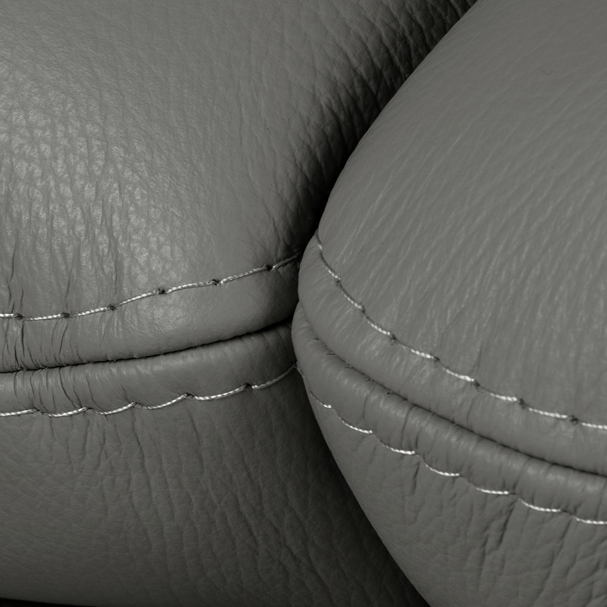 2-Sitzer-Sofa Comodo Echtleder Anthrazit B: 164 cm - Anthrazit/Silberfarben, Design, Leder (164/90/88cm) - Livetastic