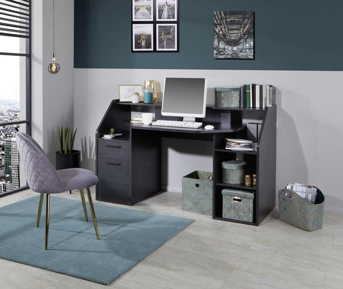 HERNÍ STŮL ENTER - černá/barvy grafitu, Moderní, kompozitní dřevo/plast (160/95,7/71,5cm)