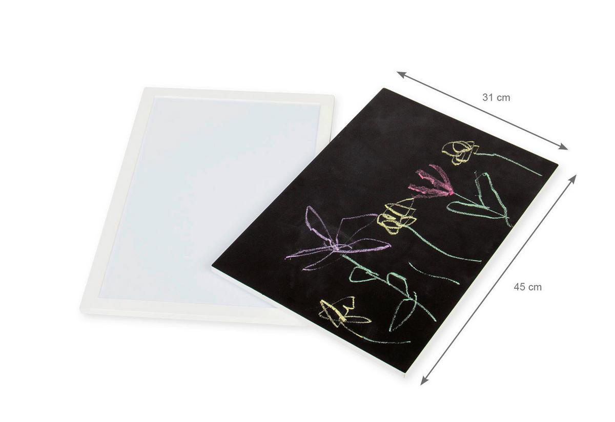 Maltafel Tischplatten-Set - Schwarz/Weiß, Basics, Holz (45/31/1,2cm) - Pinolino