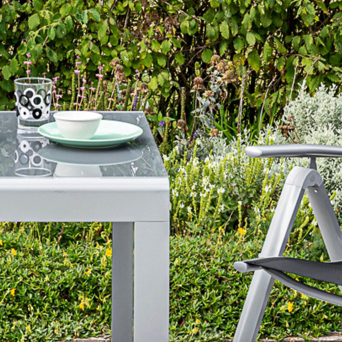 Gartenmöbel Set 3-Tlg. Carrara Metall/Textil - Schwarz, ROMANTIK / LANDHAUS, Textil/Metall - Gardenson