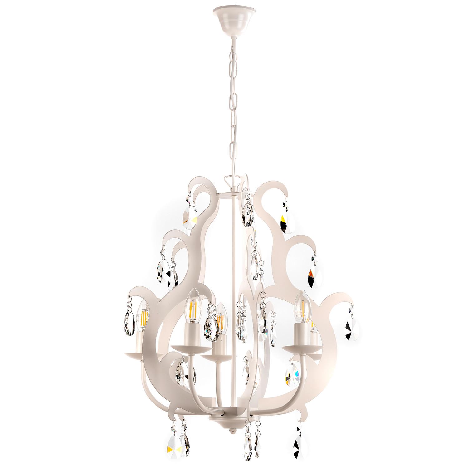 Kronleuchter 4703/5b - Weiß, Trend, Glas/Metall (45/110cm)