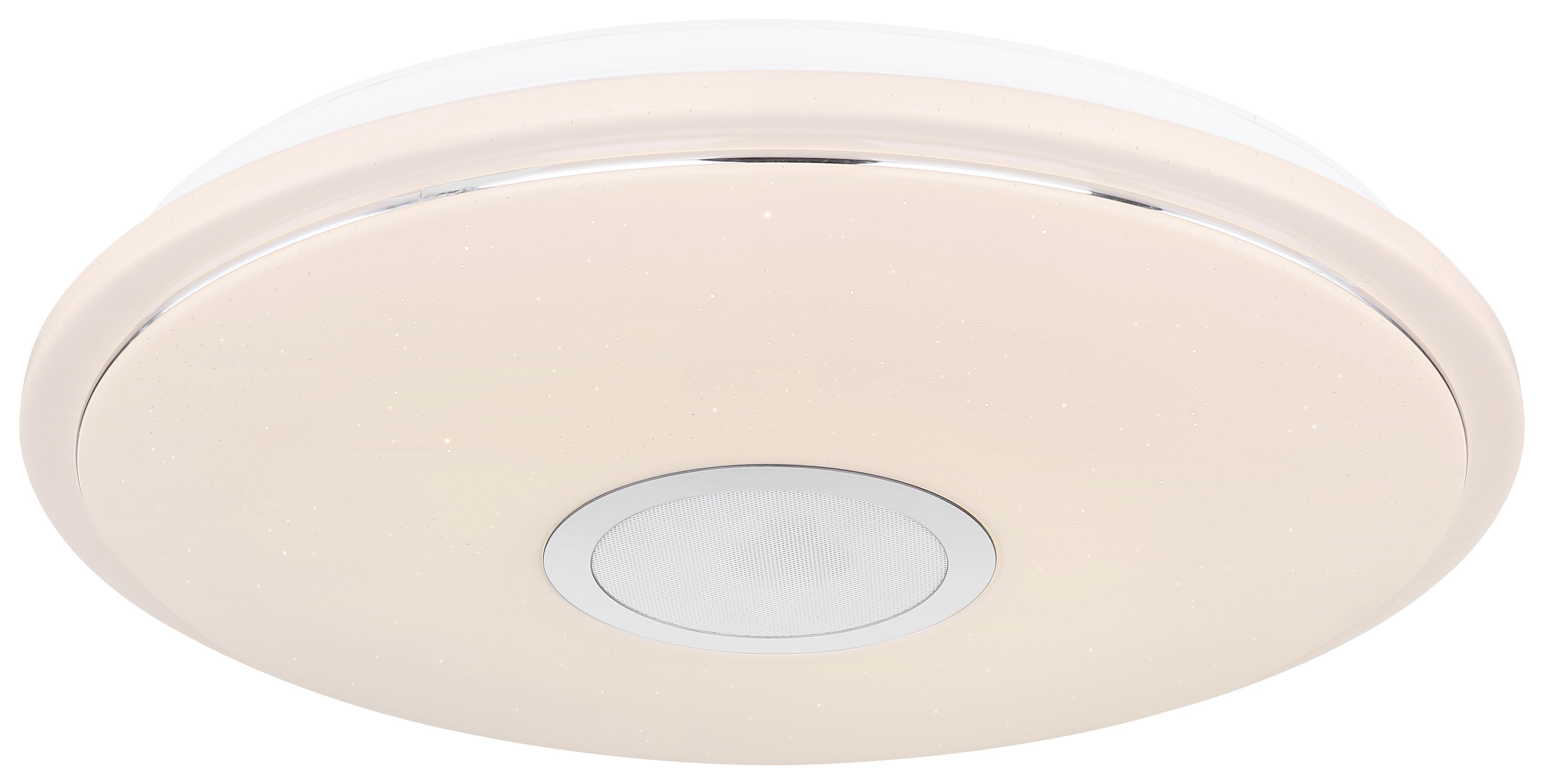 LED-Deckenleuchte Ø 50 cm mit Lautsprecher - Opal/Weiß, MODERN, Kunststoff/Metall (50/6,5cm) - Globo