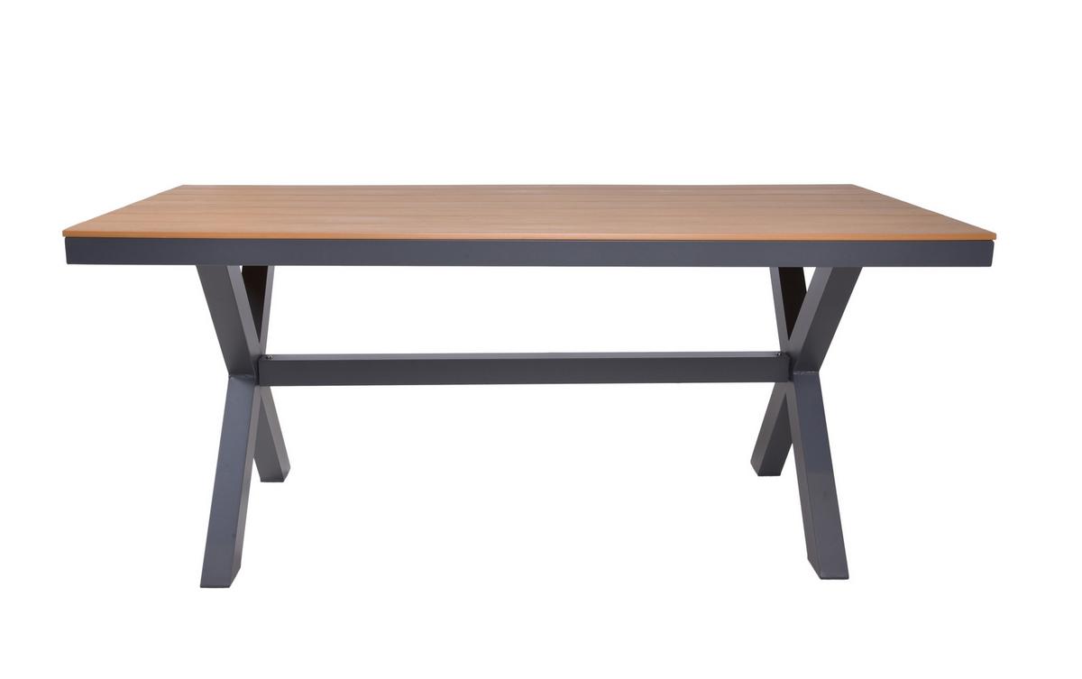 Gartentisch Silea - Anthrazit/Braun, Basics, Kunststoff/Metall (173/93,5/75cm) - Gardenson