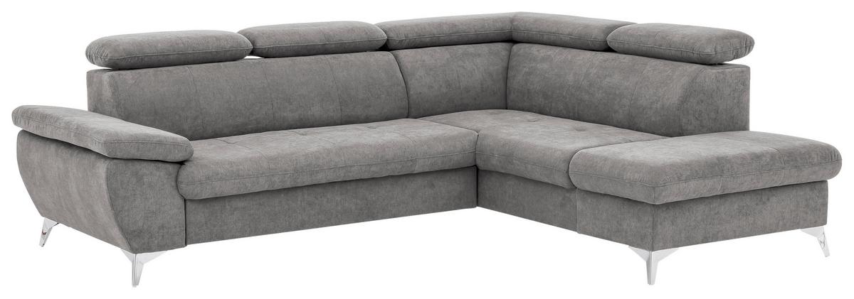 Ecksofa Mit Schlaffunktion Gisele Und Bettkasten Grau - Chromfarben/Grau, KONVENTIONELL, Textil (256/209cm) - Livetastic